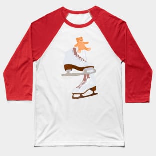 Winter Ice Skating Christmas Cute Drawing Baseball T-Shirt